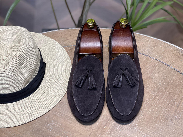Mens Retro British Style Beanie Tassel Slip-on Shoes