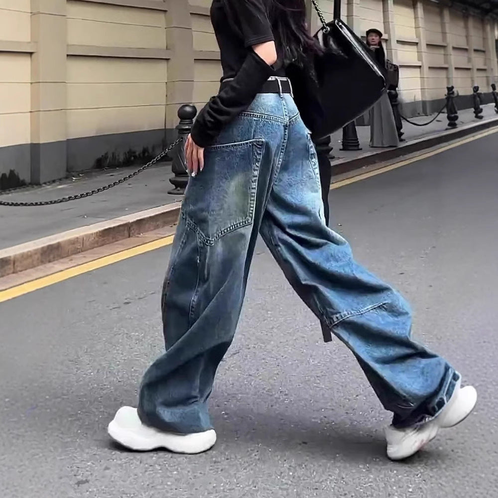High Waist Wide Leg Jeans For Women Plus Size Mop Trousers