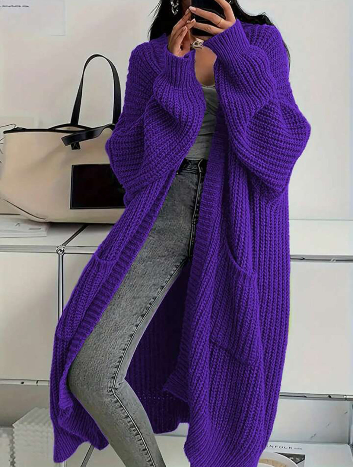 Free Style Loose Thick Knitted Coat For Women
