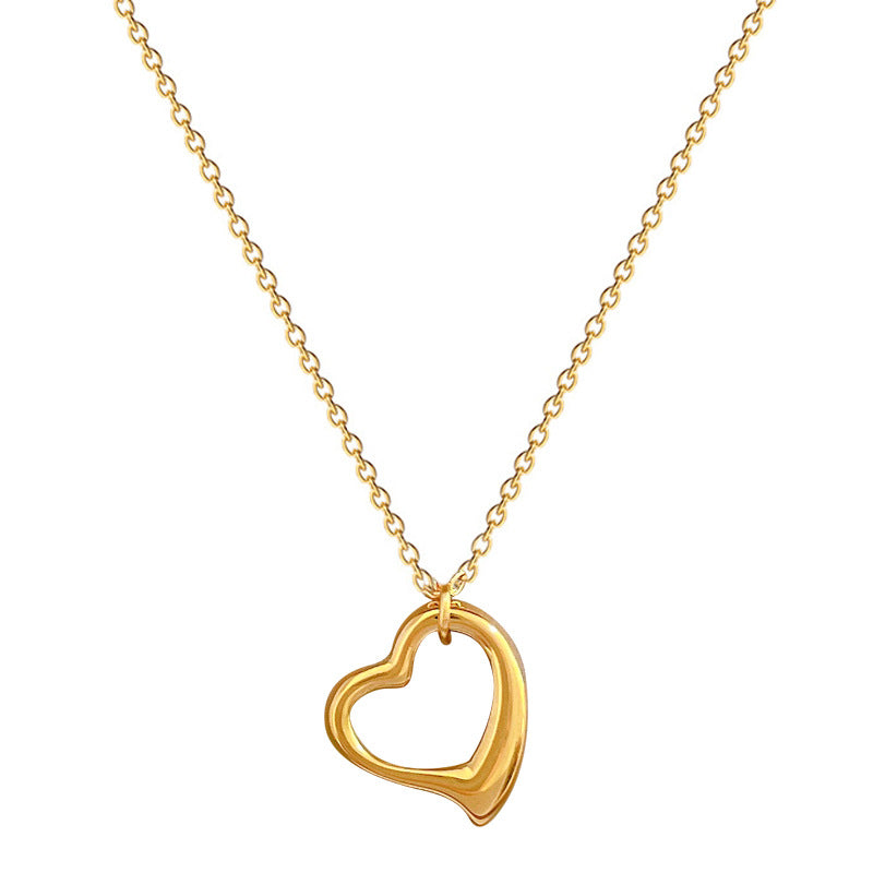 Love Heart Real Gold Necklace Female Season Prestige
