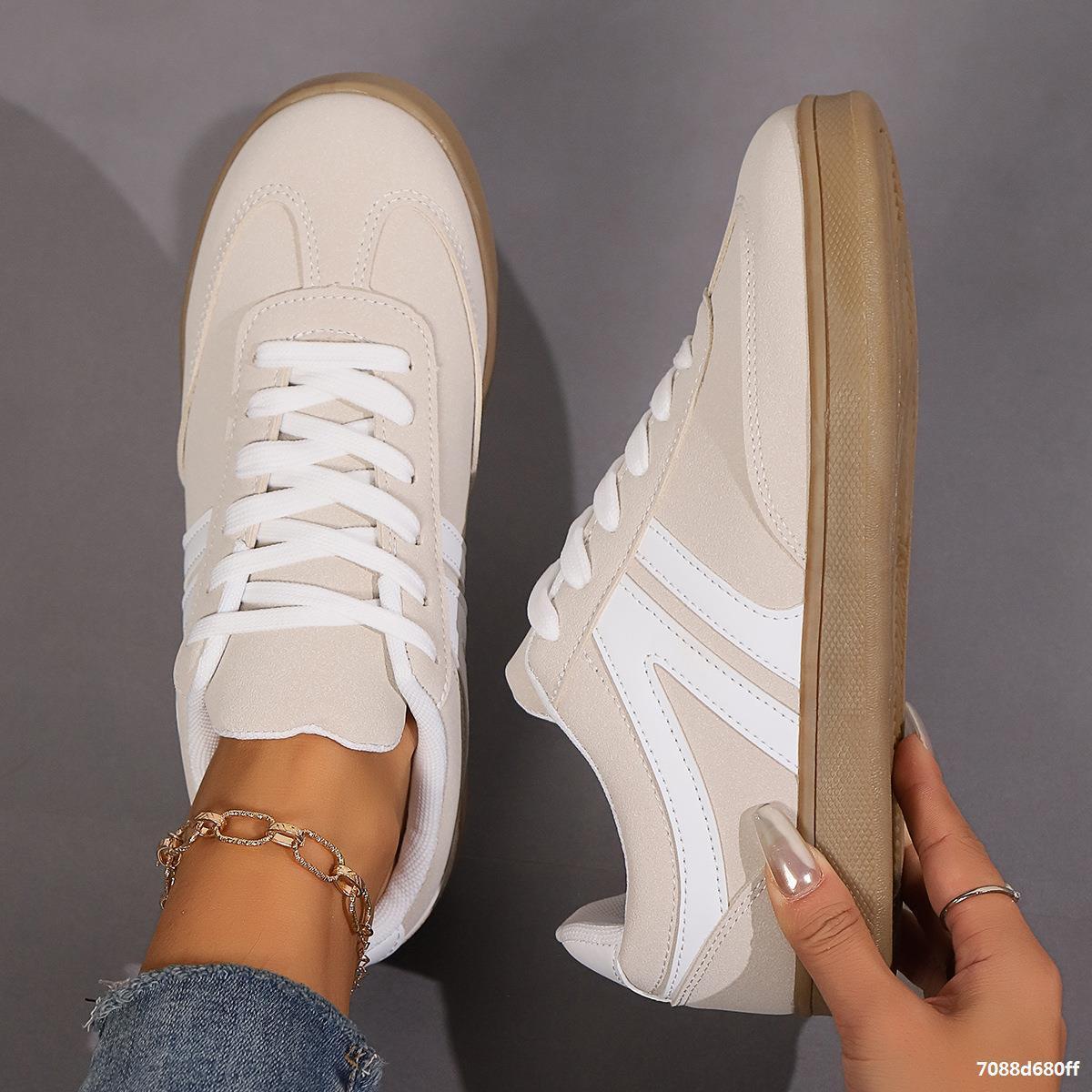 Lace-up Round Toe Flats Sports Slip On Casual Shoes For Women