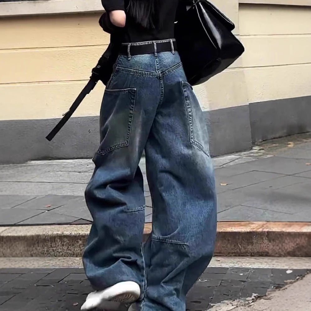 High Waist Wide Leg Jeans For Women Plus Size Mop Trousers