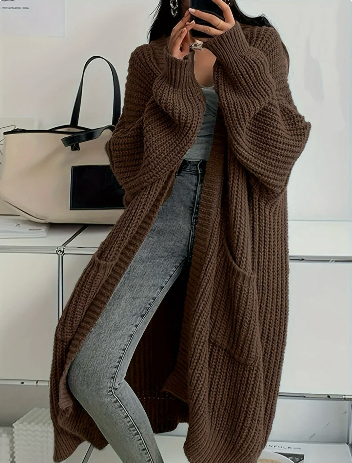Free Style Loose Thick Knitted Coat For Women