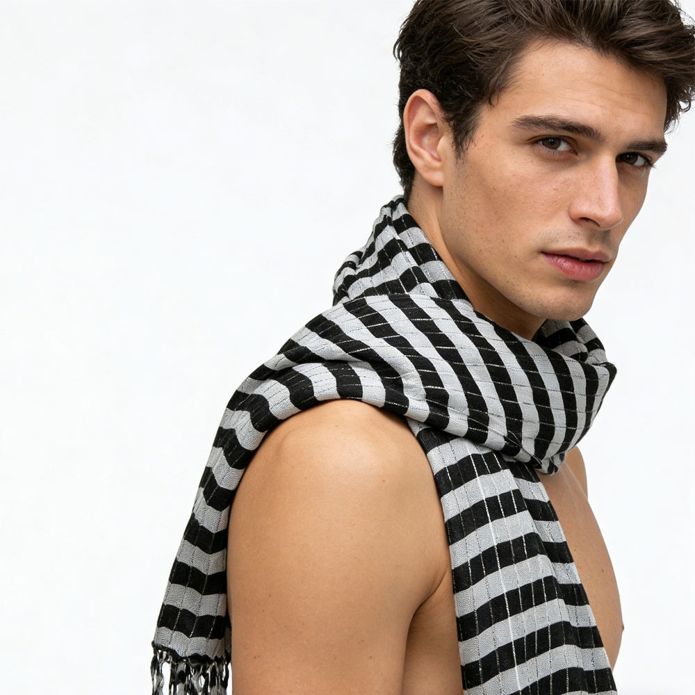 Monochrome Metallic Duo Signature Square Scarf Set