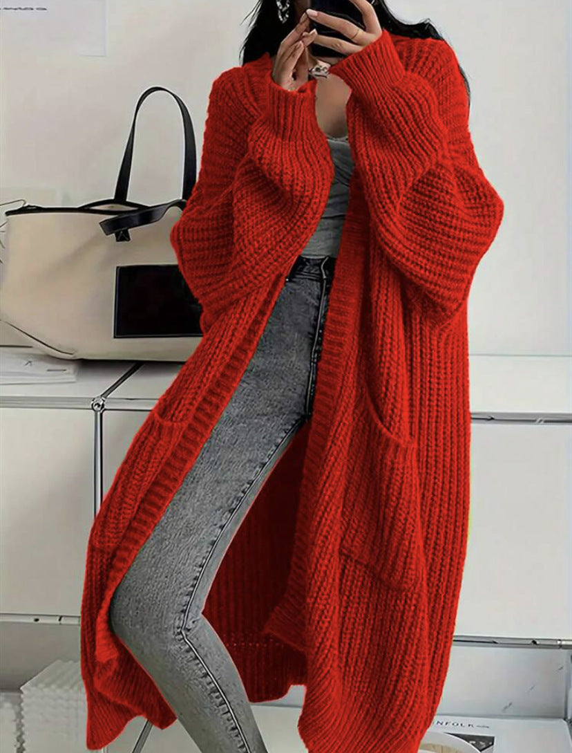 Free Style Loose Thick Knitted Coat For Women