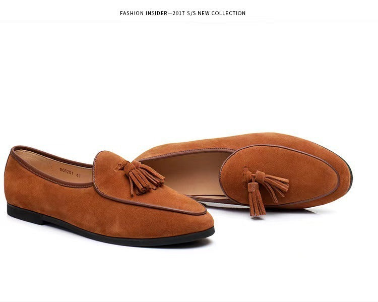 Mens Retro British Style Beanie Tassel Slip-on Shoes