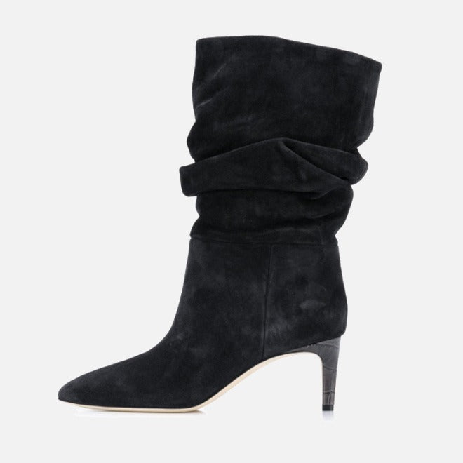 women medium heels pointed toe elastic ankle boots season prestige