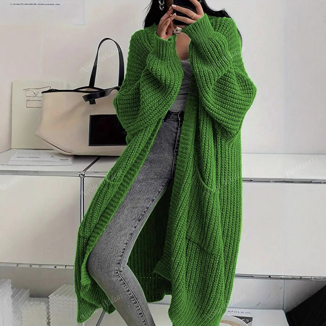 Free Style Loose Thick Knitted Coat For Women
