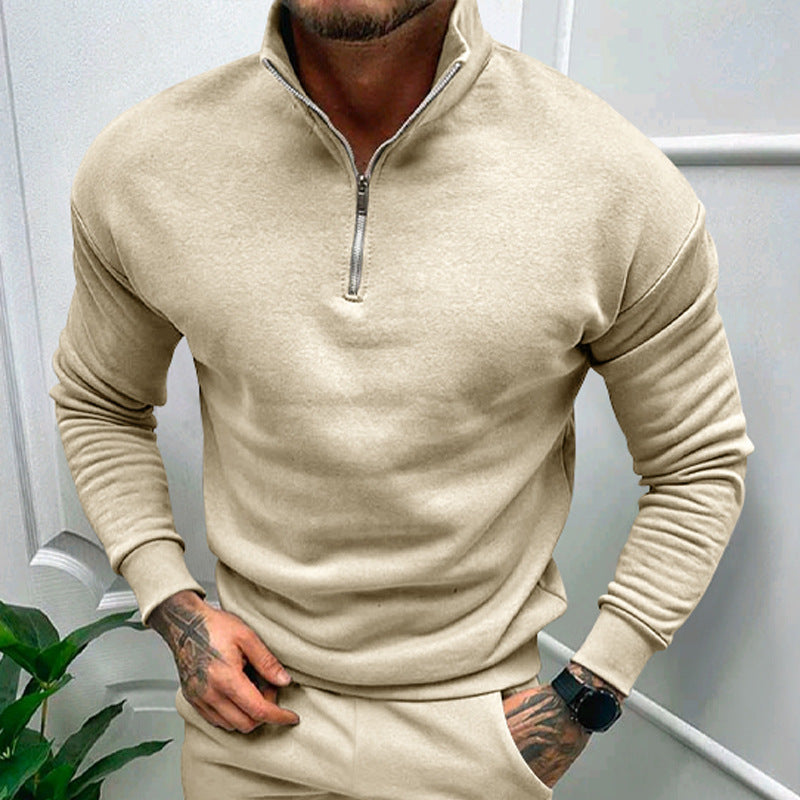 Men's Autumn And Winter Fleece-lined Long Sleeve Tops