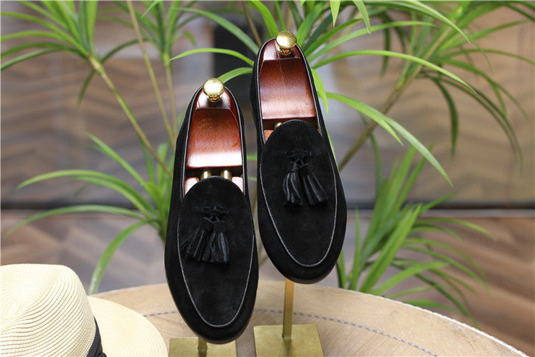 Mens Retro British Style Beanie Tassel Slip-on Shoes