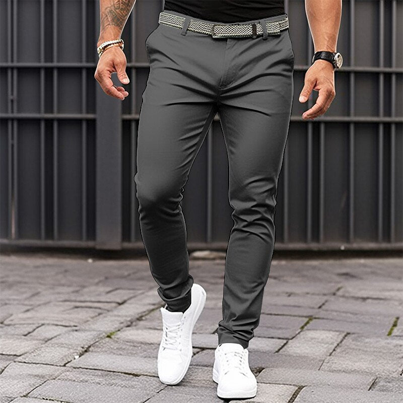 Men's Zipper Business Casual Slim-fitting Trousers Season Prestige