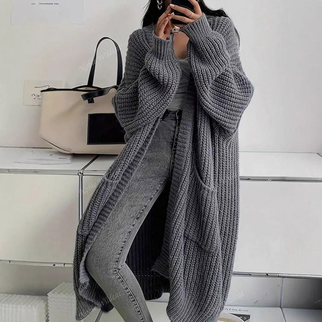 Free Style Loose Thick Knitted Coat For Women