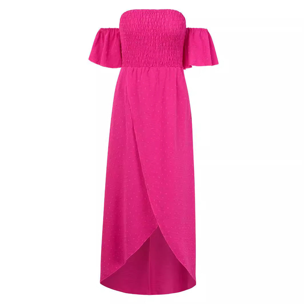 Pleated Ruffle Long Beach Dress For Womens