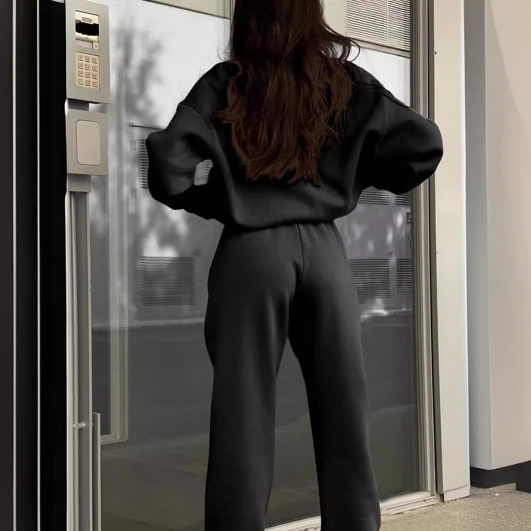 Long-sleeved Sports Stand-up Collar Zip-up Top Sweatshirt suit Womens