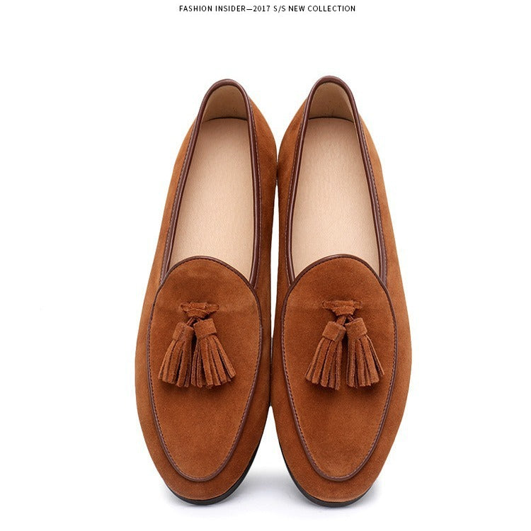 Mens Retro British Style Beanie Tassel Slip-on Shoes