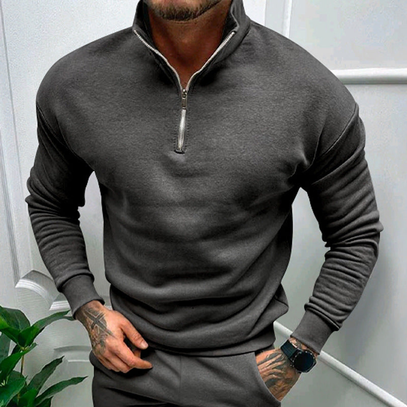 Men's Autumn And Winter Fleece-lined Long Sleeve Tops