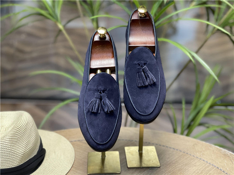 Mens Retro British Style Beanie Tassel Slip-on Shoes