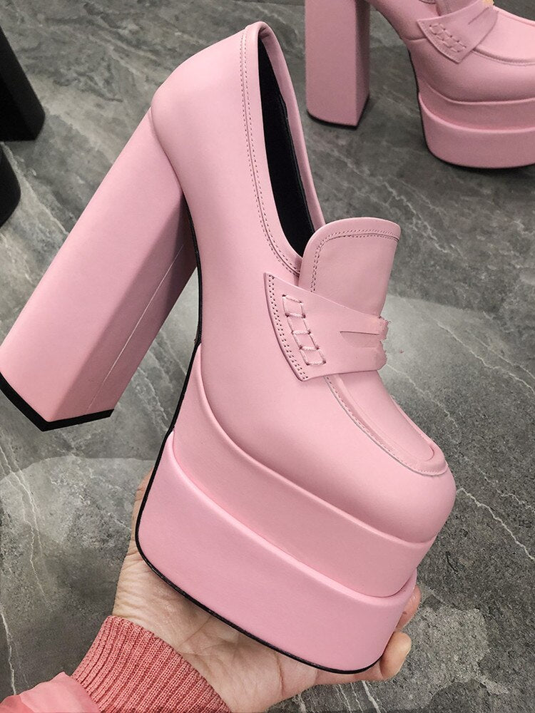 Women's High Heels Leather Platform Shoes eprolo