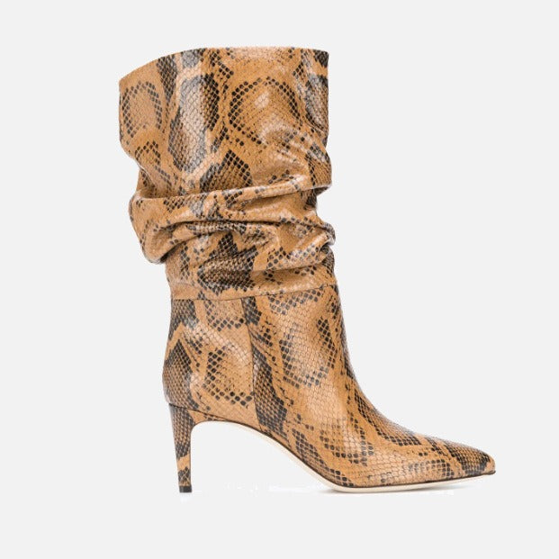 women medium heels pointed toe elastic ankle boots season prestige