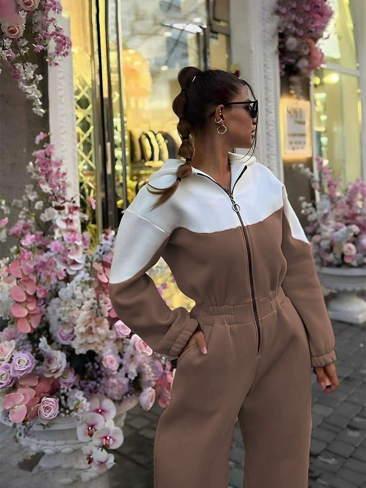 Sports Casual Contrast Color Jumpsuit For Women