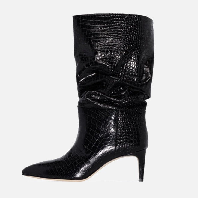 women medium heels pointed toe elastic ankle boots season prestige
