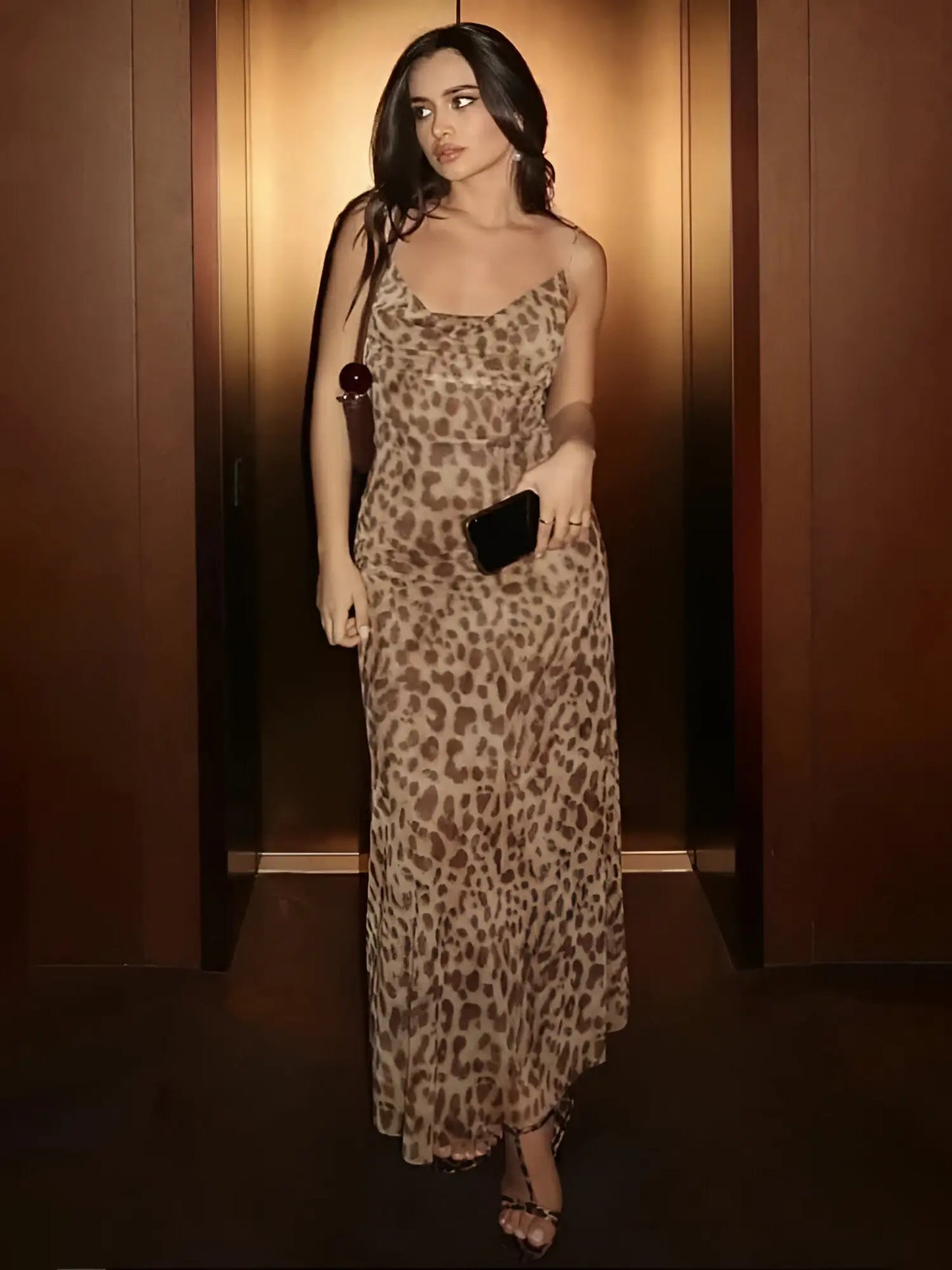 Womens Eda Leopard long Dress