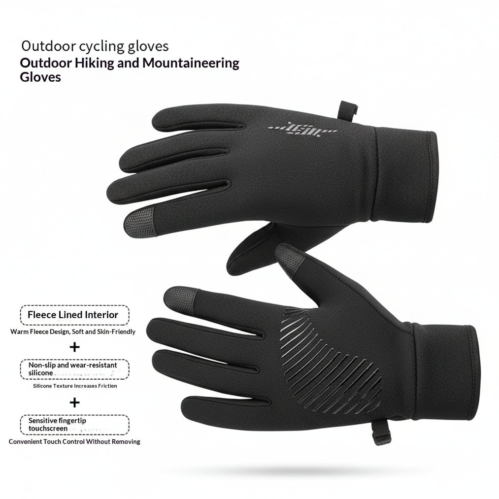 Season Prestige unisex thermal cycling gloves with lightning spray-print design, suitable for men and women.