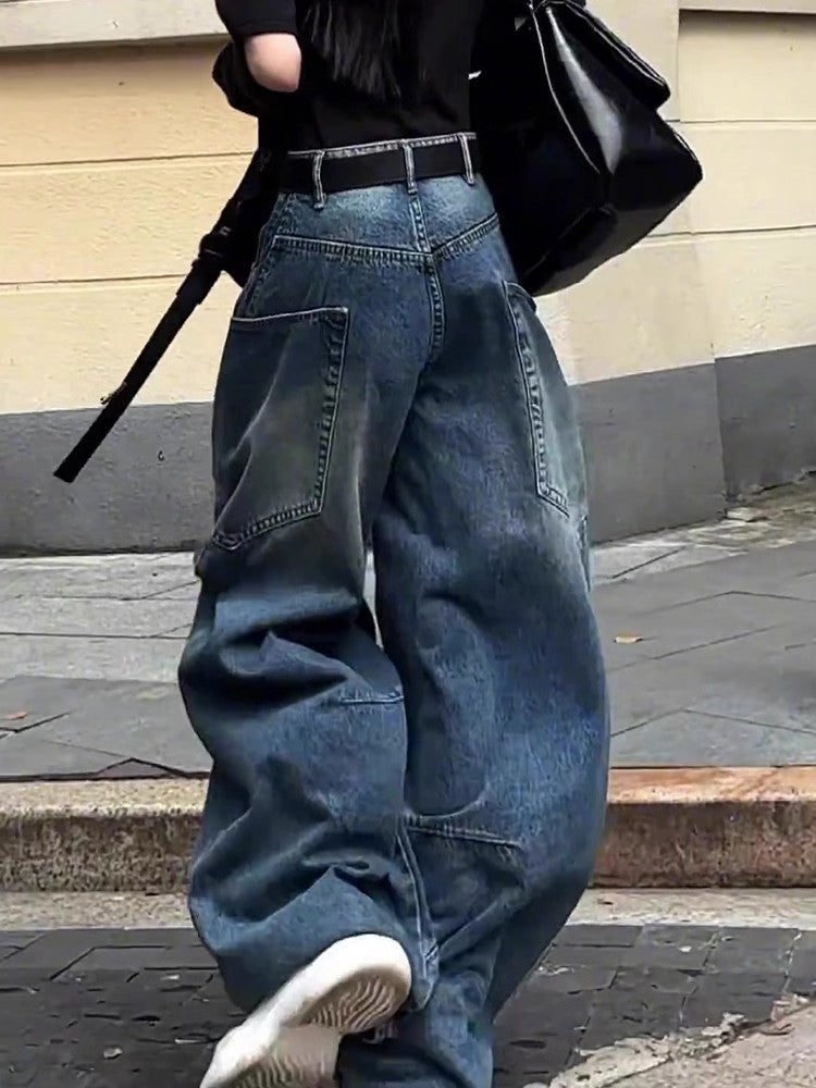 High Waist Wide Leg Jeans For Women Plus Size Mop Trousers