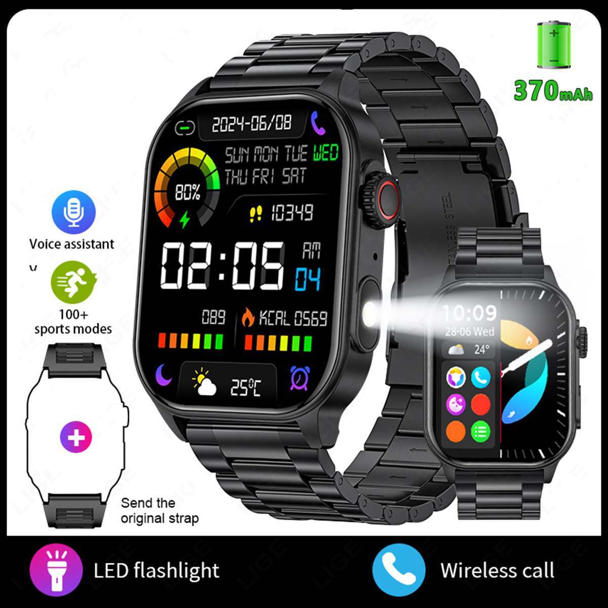 Multifunction Bluetooth Sports and Health Monitoring smart Watch