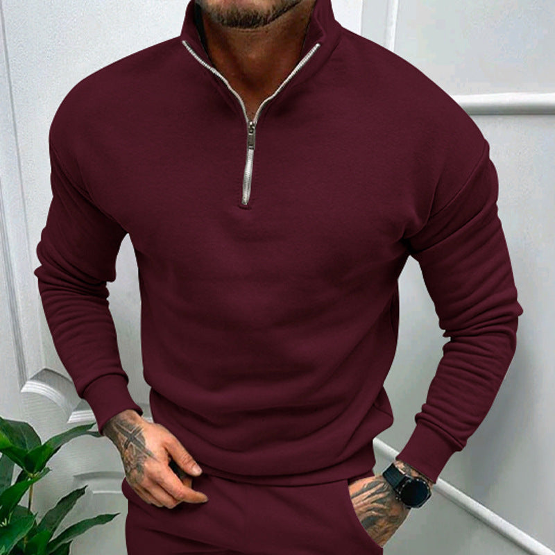 Men's Autumn And Winter Fleece-lined Long Sleeve Tops