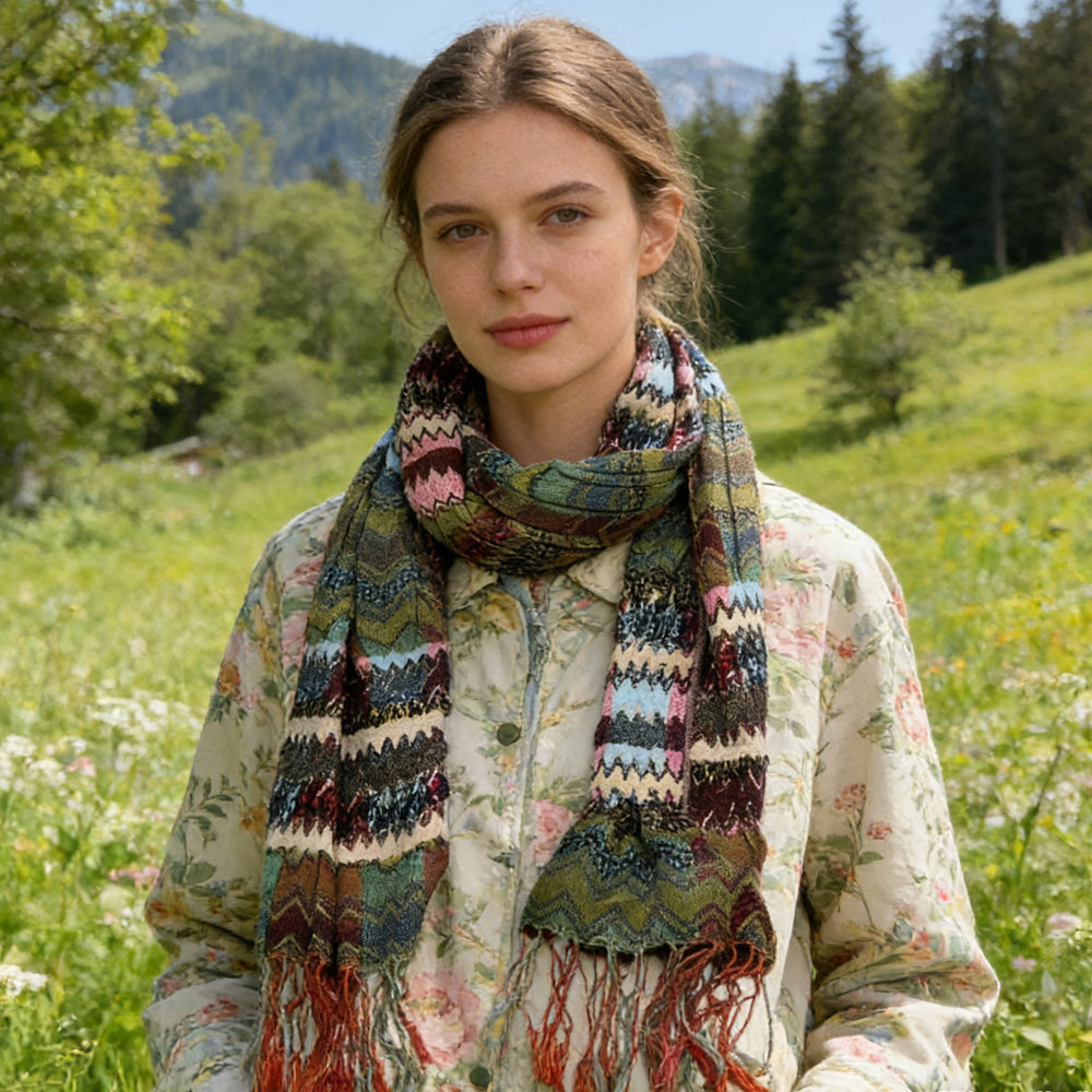 Nature-Inspired Jacquard Leaf Scarf | 1-2pc