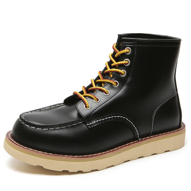 Men's Casual Lace-up Tooling Leather High-top Martin Boots
