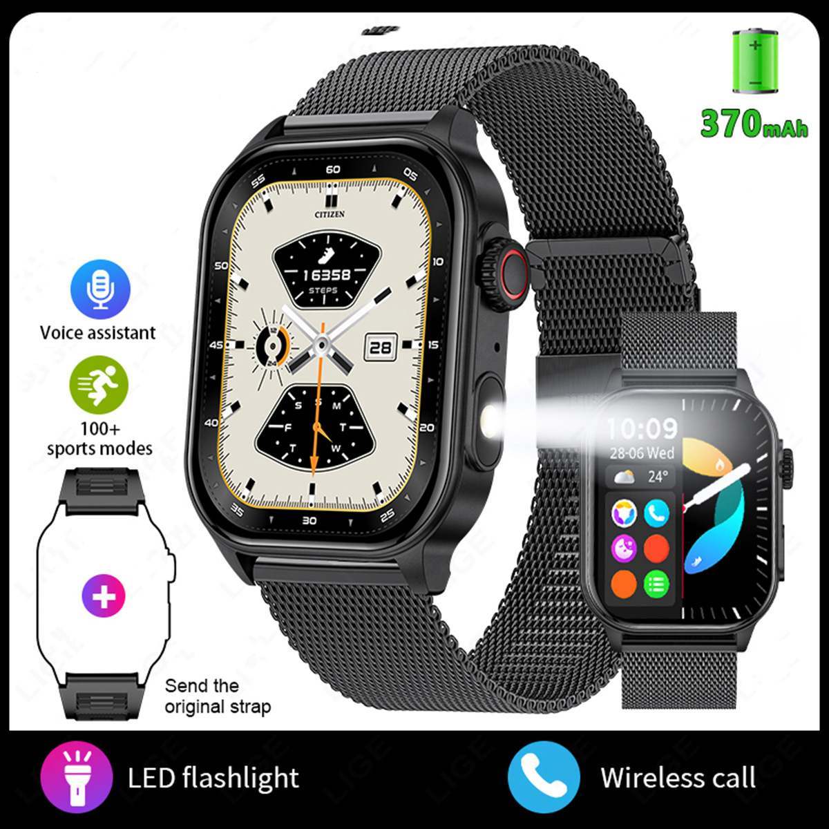 Multifunction Bluetooth Sports and Health Monitoring smart Watch