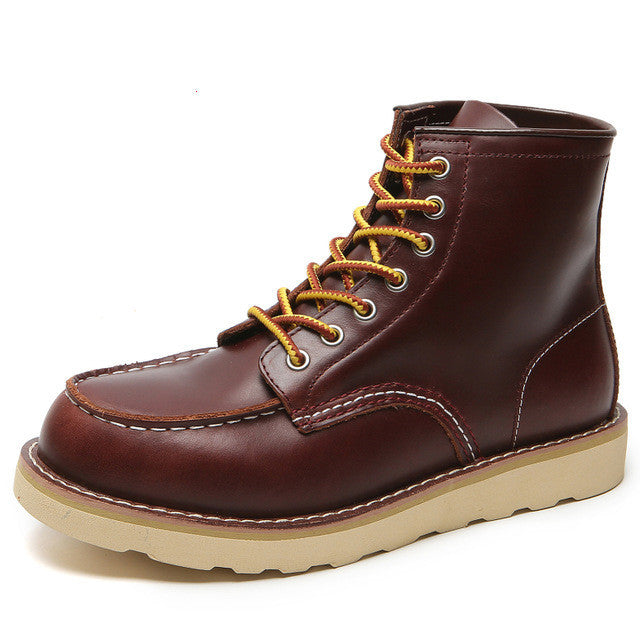 Men's Casual Lace-up Tooling Leather High-top Martin Boots