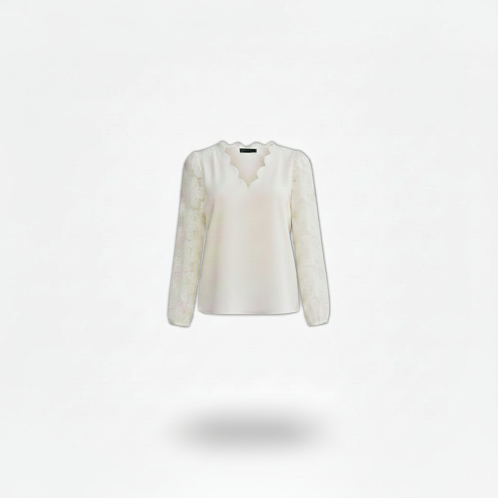 Aurelia 3D Wave-Pattern Floral Lace Blouse
