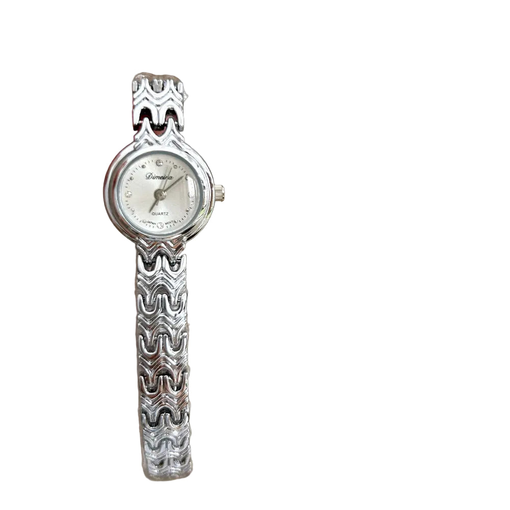 Season Prestige Silver Refined Women's Preppy Watch, 8mm Slim Case