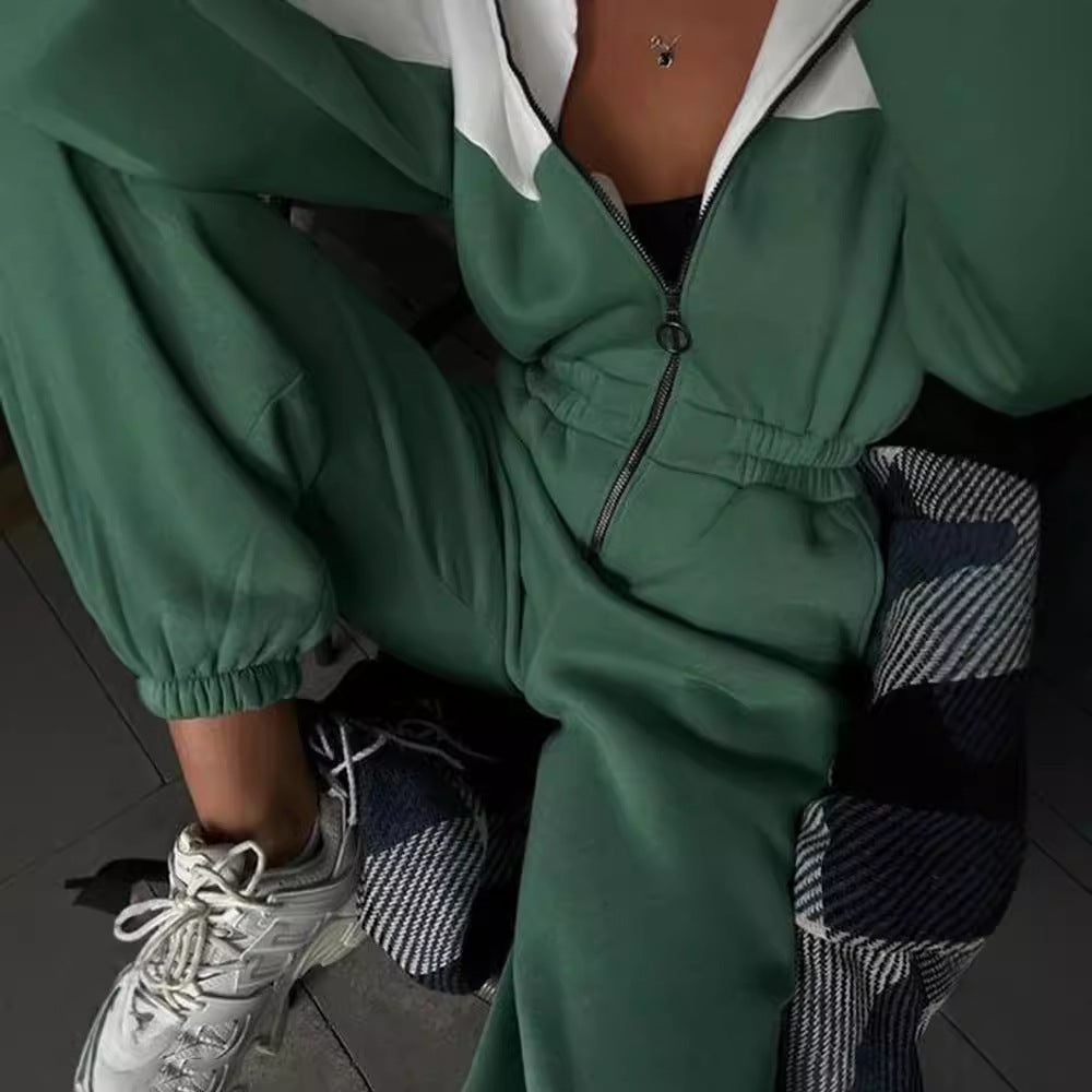 Sports Casual Contrast Color Jumpsuit For Women