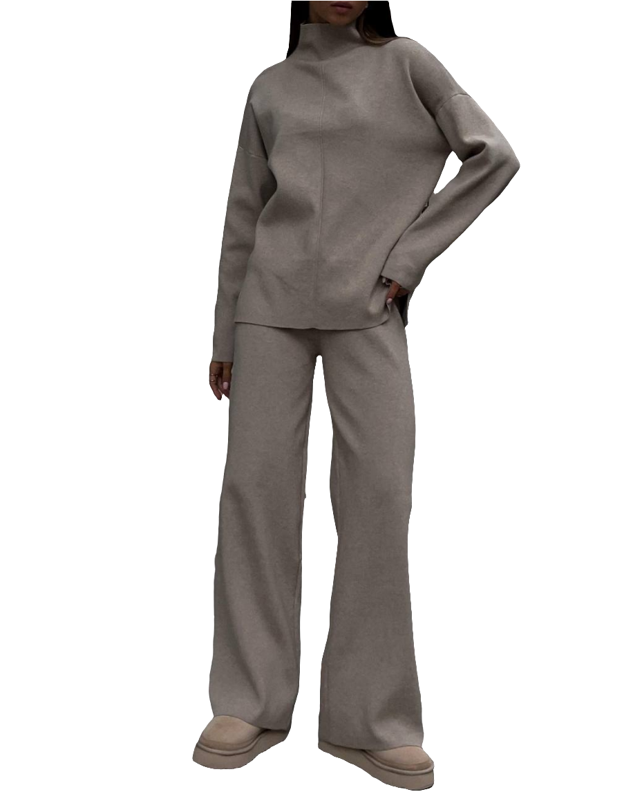 Loose Irregular Split Top and Wide Leg Pants set for Women