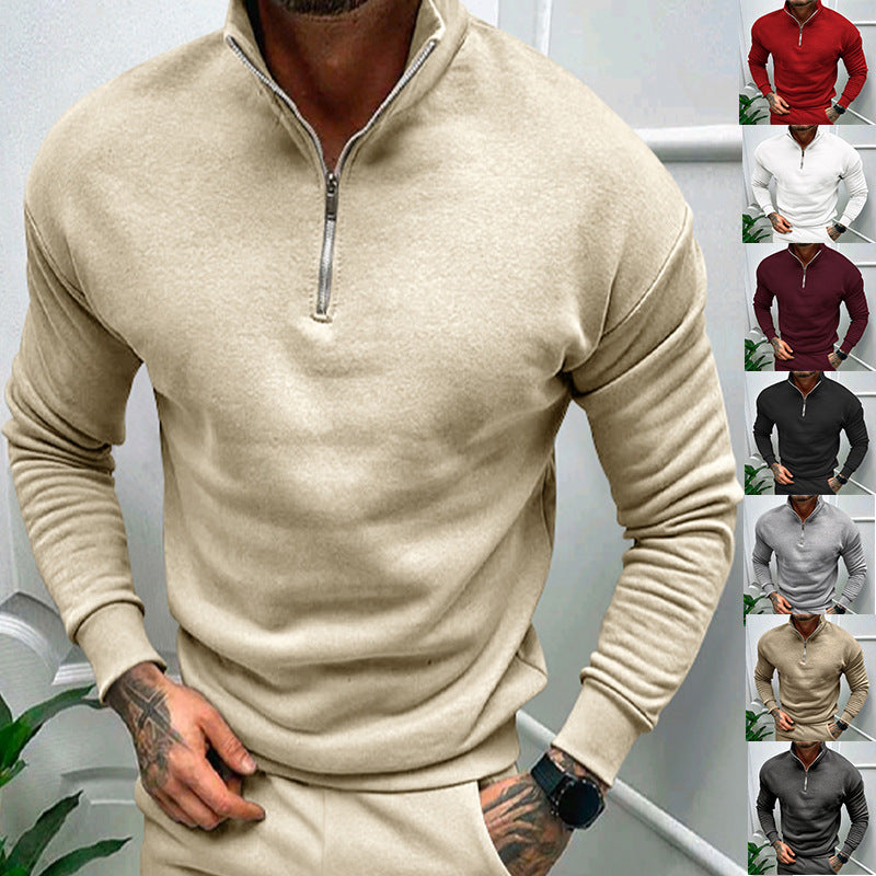 Men's Autumn And Winter Fleece-lined Long Sleeve Tops