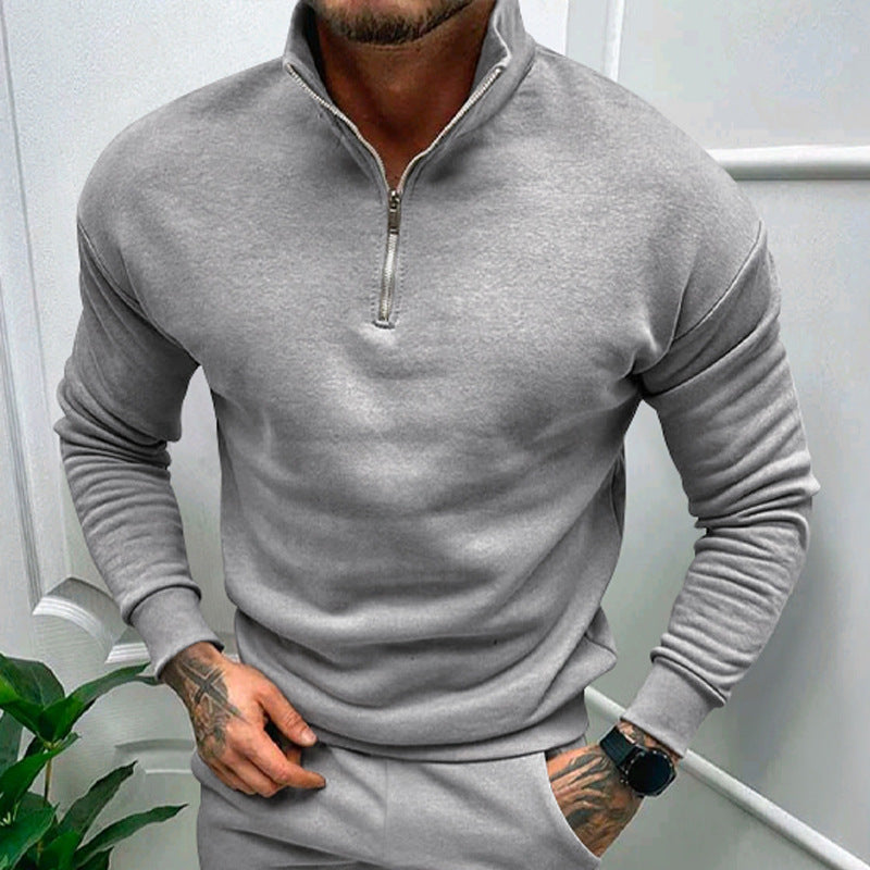 Men's Autumn And Winter Fleece-lined Long Sleeve Tops