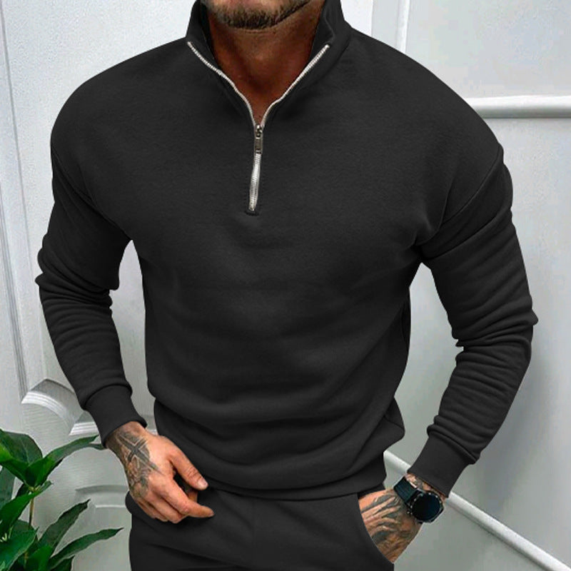 Men's Autumn And Winter Fleece-lined Long Sleeve Tops