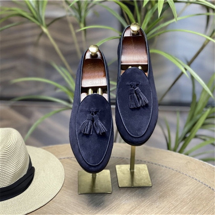 Mens Retro British Style Beanie Tassel Slip-on Shoes