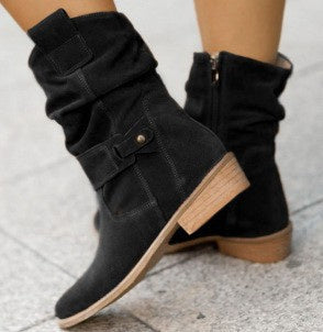 Pointed Toe Mid-calf Suede Zipper Winter Boots For Women