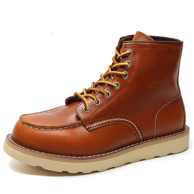Men's Casual Lace-up Tooling Leather High-top Martin Boots