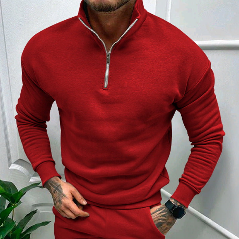 Men's Autumn And Winter Fleece-lined Long Sleeve Tops