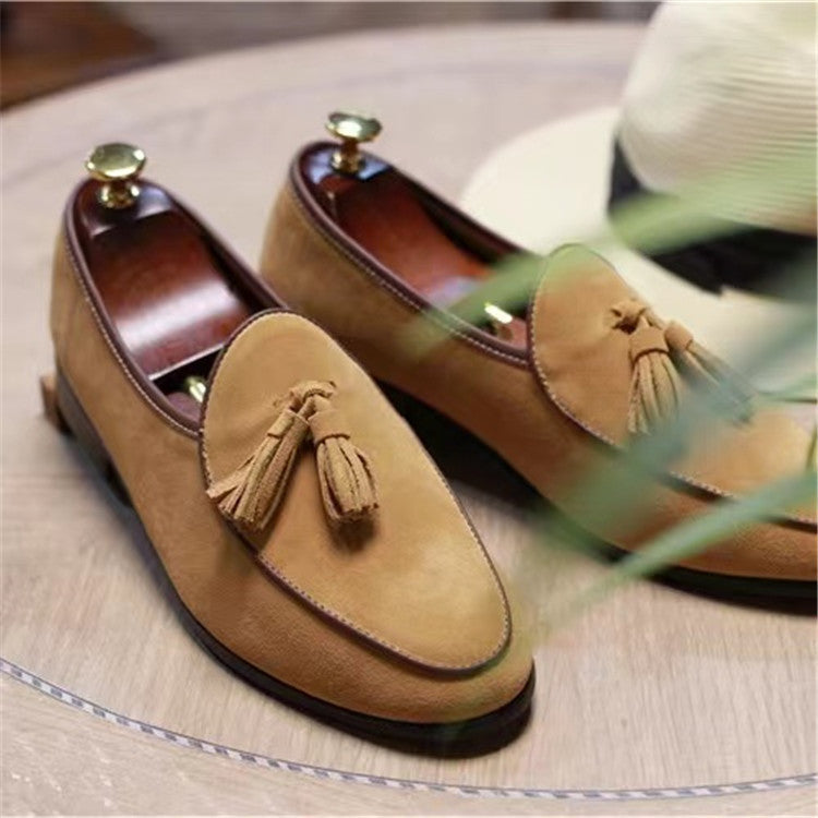Mens Retro British Style Beanie Tassel Slip-on Shoes