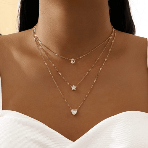 Multi-layer Five-pointed Star Love Water Drop Pendant