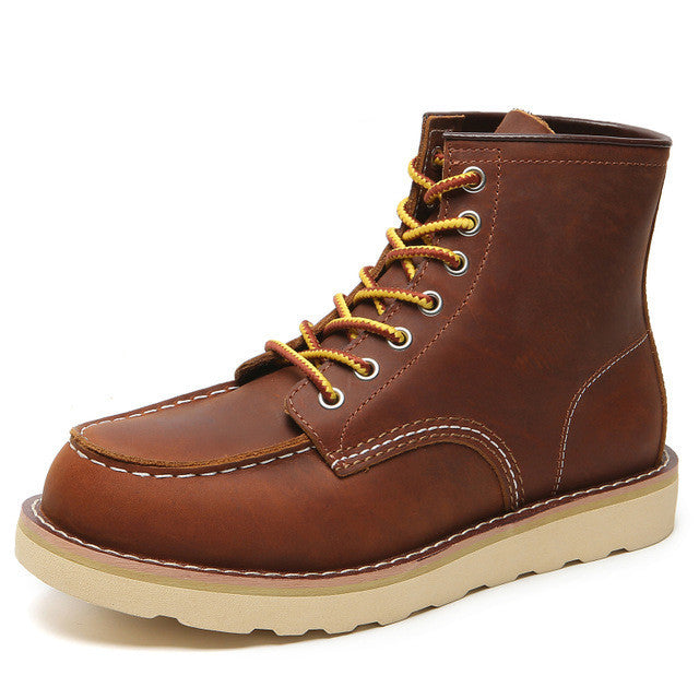 Men's Casual Lace-up Tooling Leather High-top Martin Boots