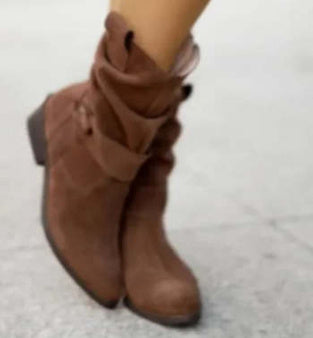 Pointed Toe Mid-calf Suede Zipper Winter Boots For Women