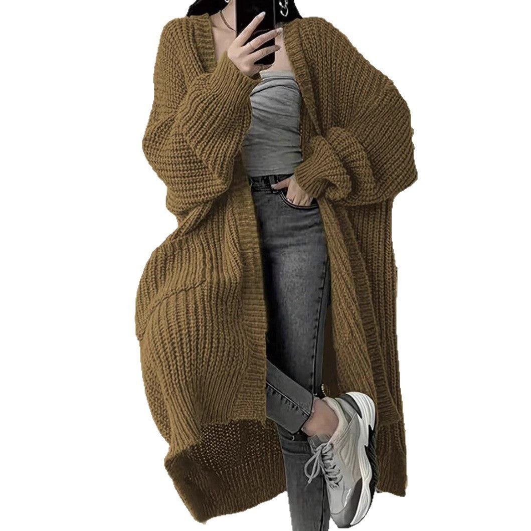 Free Style Loose Thick Knitted Coat For Women